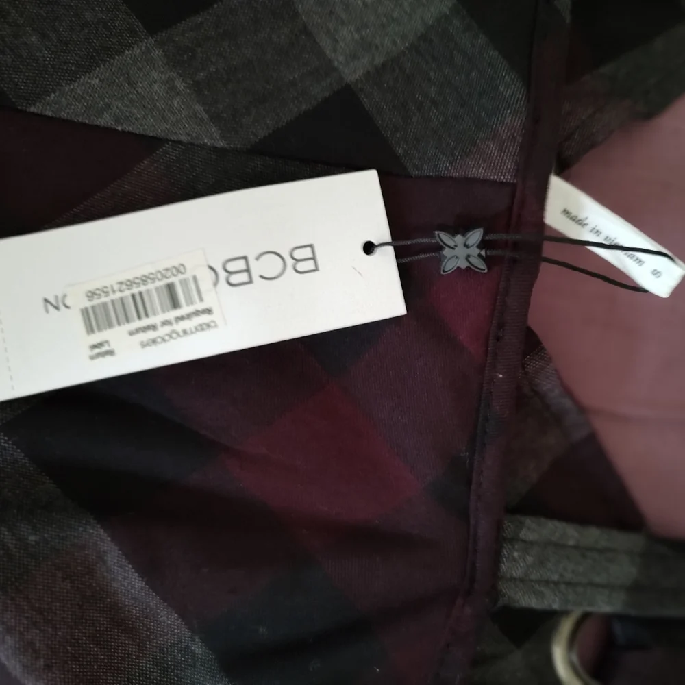 NWT BCBG plaid babydoll open dress - Picture 5 of 11